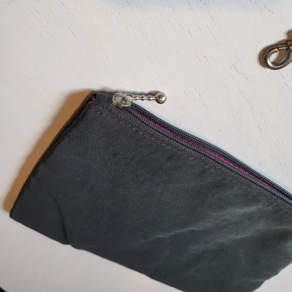 Wristlet Wallet Pouch Black Nylon Hot Pink Lining Barbiecore